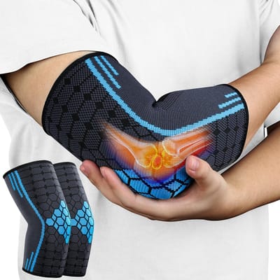 Namajunas - Elleboog brace - Elleboogbrace voor tennis, golf, fitness - Compressie elleboogbandage voor artritis, peesontsteking - 2 stuks - elleboogbraces tennisarm voor mannen en vrouwen - Elleboogbeschermers voor sport en dagelijks gebruik - S