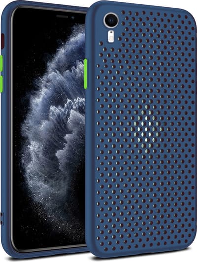 Smartphonica iPhone Xr siliconen hoesje met gaatjes - Donkerblauw geschikt voor Apple iPhone XR