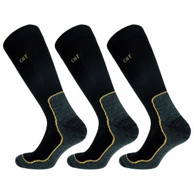 Caterpillar 3 Paar All Weather Werksokken Heren, Kuithoogte - Coolmax - Polyester Zwart, 39-42