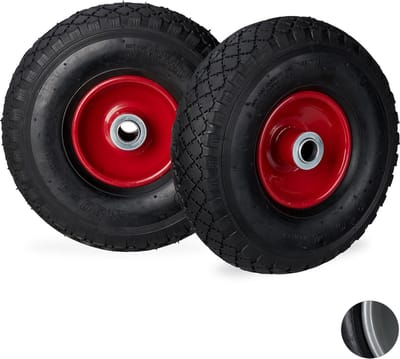 steekwagenwiel - 3.00-4" - set van 2 - luchtband - tot 100 kg - 260x85 mm - zwart