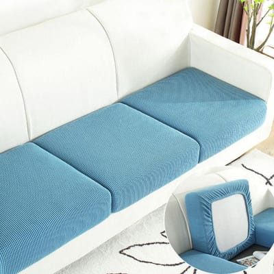 Verdikte Pluche Bankkussenhoes Elastische All-Inclusive Woonkamer Bankhoes Afneembaar en Wasbaar Meubelbeschermer backrest cover M blauw