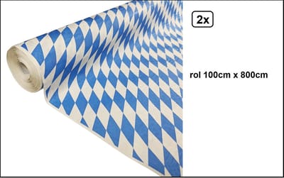 2x Tafelrol tafelkleed Oktoberfest blauw-wit 100cm x 800cm papier - diner food festival eten fun thema feest party
