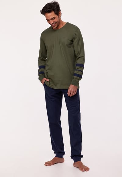 Woody Heren Pyjama donkergroen - maat S