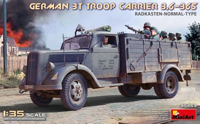 MiniArt Modelbouwpakket Auto - 35453 Duitse Opel Blitz 3t Troepentransportvoertuig 3.6-36S - Radkasten-Normal-Type Plastic - 1:35 - Modelbouw