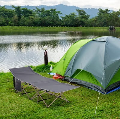 MEUNIQ campingbed 190 x 68 x 52 cm inklapbaar veldbed met opbergtas en transporttas, gepoedercoat stalen frame, 150 kg draagvermogen, donkergrijs