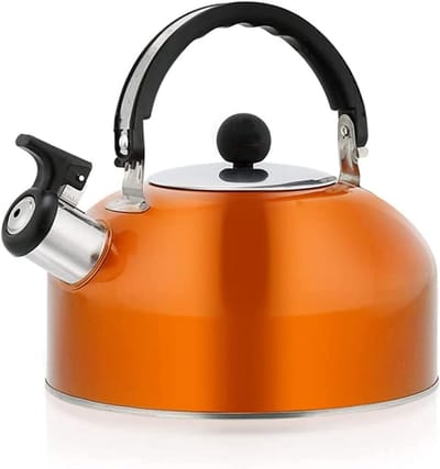 Emaille Waterkoker - Roestvrijstalen Ketel - Thee Zetten - Halfronde Vorm - 2 Liter - Oranje