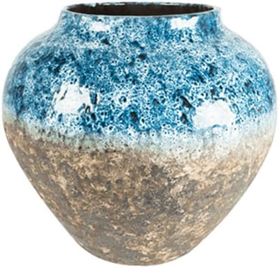 DBT Bloempot-Siervaas Blauw-Multicolour D 45 cm H 38 cm