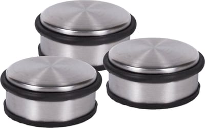 Deurstopper - 3x - RVS - rond - 4,5 x 11 cm - 1 kg - deurstop - zilver