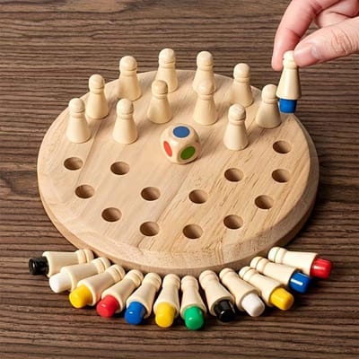 [Houten Geheugenspel] Draagbaar Houten Geheugen Matching Spel 1Set | Strategisch Bordspel voor het Hele Gezin voor Vakantiecadeaus en Hersenen brown