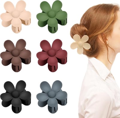 Grote klauwhaarspelden Met Bloemen Motief - Set van 6 Kleuren