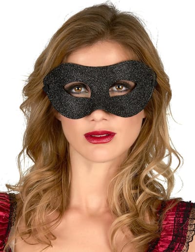 Vegaoo - Zwart blinkend halfmasker voor volwassenen.
