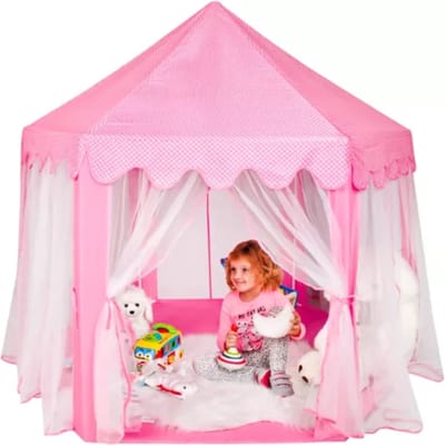 Kruzzel Speeltent Paleistent Kinder Tent - Tipi Voor Binnen en Buiten - Roze - 135 x 135 x 140 cm
