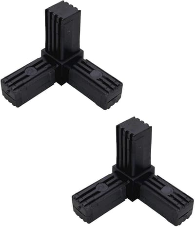 Koppeling Vierkante Buizen - Hoekstuk Profiel - Meubelbouw - 3-Weg Verbinding - 25mm x 1.5mm - Zwart