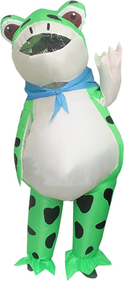 KIMU® Opblaas Kostuum Kikker - Opblaasbaar Pak - Kikkerpak Mascotte Opblaaspak - Opblaasbare Pad Groen Amfibie Volwassenen Dames Heren Festival