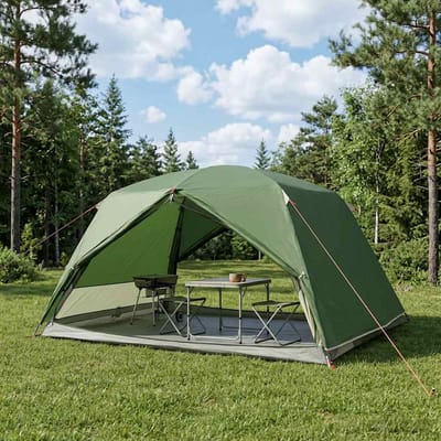 vidaXL - Backpacking - Tent - 4-persoons - Groen - 185T - Polyester - met - PU - Coating