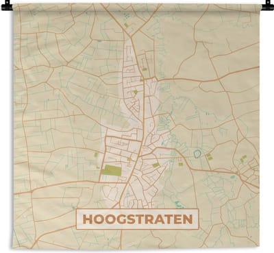 Wandkleed - Wanddoek - Plattegrond - Kaart - Stadskaart - Hoogstraten - België - 180x180 cm - Wandtapijt