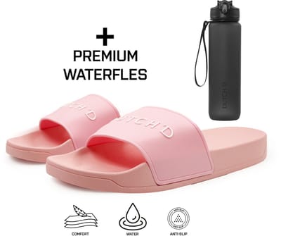 Badslippers + Waterfles Cadeau! - Badslippers Dames - Roze - Unisex - Slippers - Badslipper - Maat 37/38 - Pink - Anti Slip - Sauna slippers