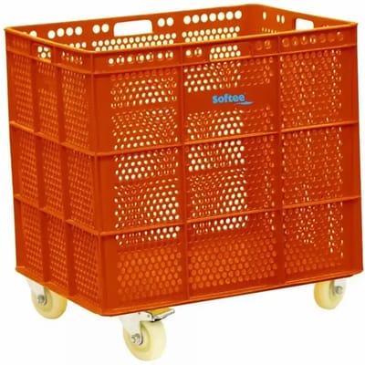 Softee Pu Mand Met Wielen Oranje 47.5 x 53.5 x 62 cm