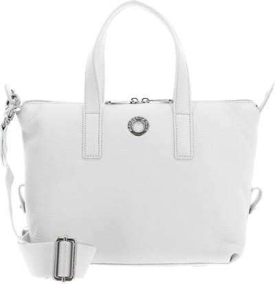 MANDARINA DUCK Leren Handtas Schoudertas Mellow Leather Bowling Bag Nimbus Cloud Lichtgrijs