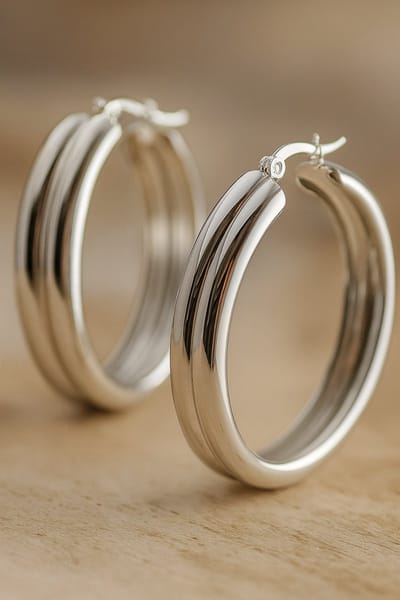 Lundholm Oorringen Dames Groot Grote oorringen zilver creole – Premium Stainless Steel Jewellery grote oorbellen dames – Grote Oorbellen Zilver kleurige Brede Holle Hoops Ø 4 cm –My Linnea Serie – Inclusief Luxe Geschenkverpakking