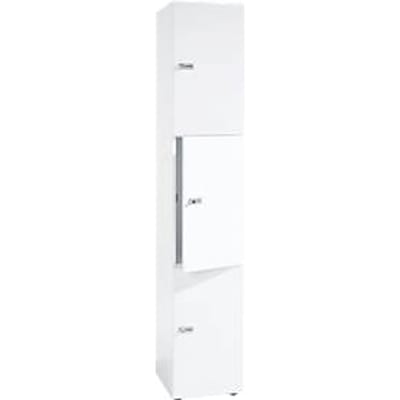 Topas Line lockerkast, 6 dossierhoogtes, 3 vakken, cilinderslot, B 400 x D 420 x H 2156 mm, wit/wit
