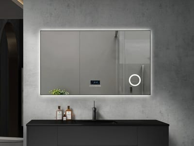 Mawialux LED Badkamerspiegel - Bluetooth - 120x70cm - Mat Zwart - Noël