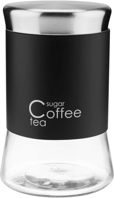 KADAX Glazen container, container voor koffie, bladerthee, koffiecontainers, theecontainers, suikercontainers, vershouddozen, voorraaddozen (1000 ml, zwart)