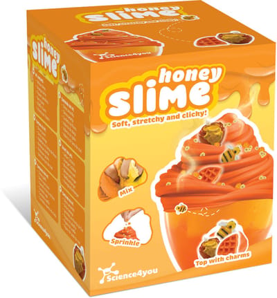 Science4you Honey Slime Kit voor Kinderen - Mix, Bestrooi en Versier je Oranje en Gele Fluffy Slime met Charms, DIY en ASMR Kit voor Kinderen, Cadeau voor Jongens en Meisjes van 5 6 7 8 9+ Jaar