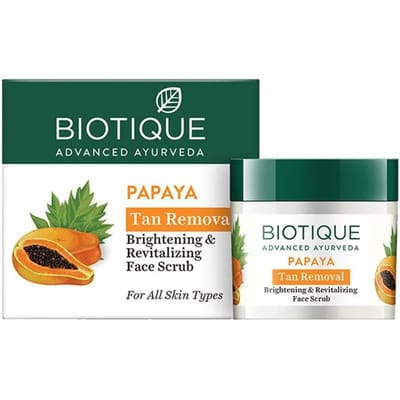 Gezichtsscrub met Papaja: reinigen en egaliseren van de huidskleur (75 gr), Bio Papaja Scrub, Biotique 9.875 blue
