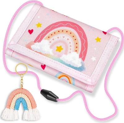 Kinderen Schoudertas, Portemonnee voor Meisjes met Regenboog Pendant, Handige Tas voor School en Cadeau voor Jongens en Meisjes