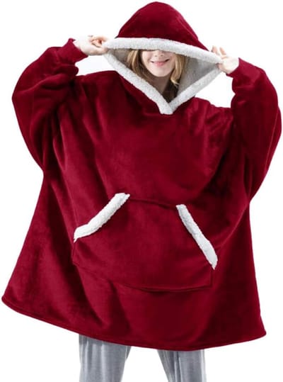 Oversized Deken Hoodie met Gigantische Zak - Ultra Zacht Teddysherpa-Fleece Sweatshirt voor Volwassenen en Kinderen