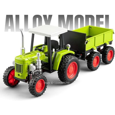 1:32 Schaal Retro Lopende Tractor Auto Model Speelgoed Geluid Licht Diecast Metaal Landbouwvoertuig Modellen Decoraties Voor Kinderen yellow