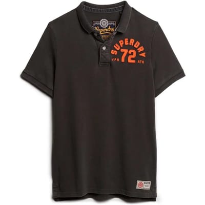 Polo Shirt Korte Mouw Superdry Polo manches courtes Vintage Athletic noir délavé