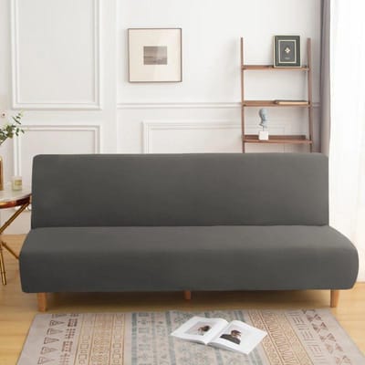 Housse de canapé-lit sans accoudoirs de couleur unie, housse de canapé élastique bon marché pour le salon, housses amovibles lavables, housse de canapé pliante M size 155-185cm 1PC
