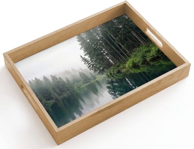 Dienblad hout 40x30 cm - Schootdienblad - Bergen - Meer - Bos - Borrelplank rechthoek - Plateau dienbladen