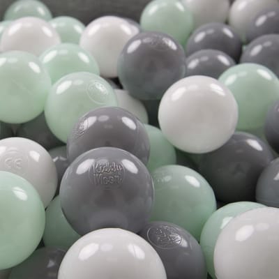 KiddyMoon Kinderballen Ø6 cm 1200 Stuks - Speelballen voor Ballenbad - Baby Speelgoed - Perfecte Baby Ballenbak Ballen voor Kinderen - Wit Grijs Mint