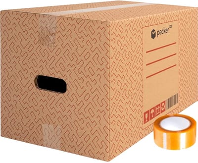 Verhuisdozen Set van 10 - Stevige Opslagdozen met Handvatten en Tape - 500x300x300 mm