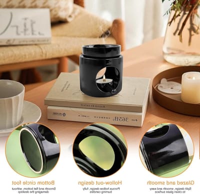 Decoratieve Wax Melt Branders van Keramiek met Kleine Lepel en Theelicht Houder - Aroma Diffuser voor Thuis, Perfect voor Halloween en Kerst, Ideaal voor de Woonkamer