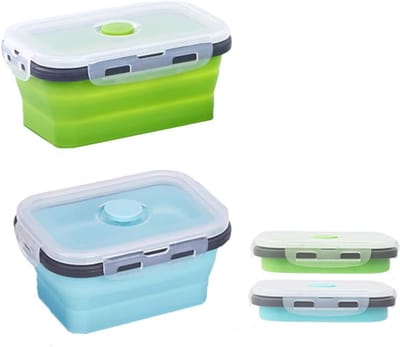rechthoekige opvouwbaar siliconen containers, vershouddozen en broodtrommels