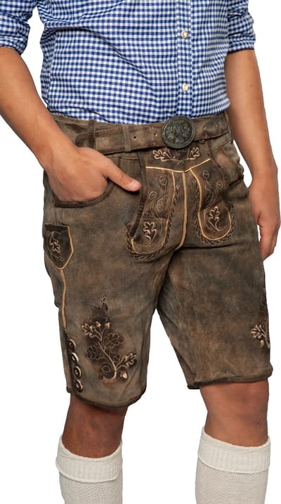 Tannhauser Kwaliteit Korte Lederhose met Riem Brixen 100% Echt Runderleer Oktoberfestkleding Heren Oktoberfest Heren Lederhosen Heren - 100% Runderleer - Maat XL/54