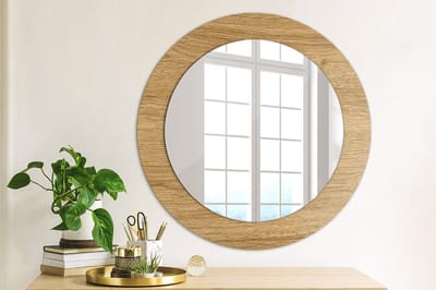 Coloray Bedrukte Spiegel - Houtstructuur Spiegel Met Bedrukte Lijst - 60 cm - Bruin Bedrukte Spiegel - Spiegel Met Bedrukte Lijst - Spiegel Met Decoratie - Spiegel Lijst Met Print