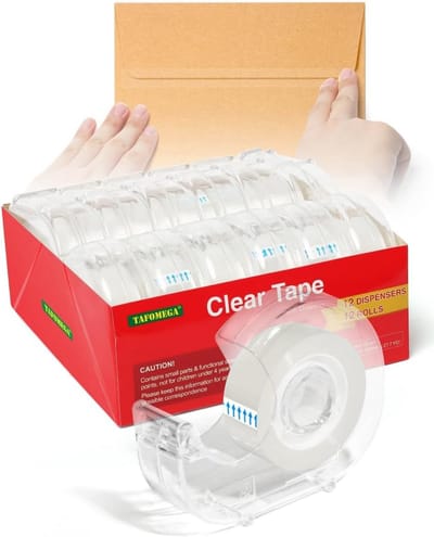 Transparante Tape Rollen - Kantoortape Set - Inpakken en Plakken - Met Dispenser - 12 Stuks - Transparant