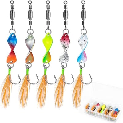 Twist en draai met deze 5-delige set vissen met lepels voor forel, inclusief glow-in-the-dark en indicator opties voor optimale vangst.