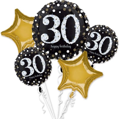 Amscan - Boeket Sparkling Birthday 30 5 Folie Ballonnen