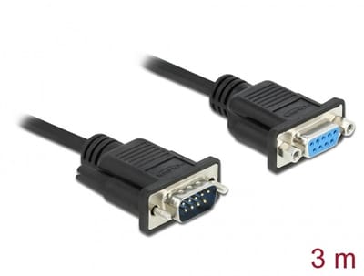 Delock Serial Cable RS-232 D-Sub9 male to female with narrow plug housing 3 m