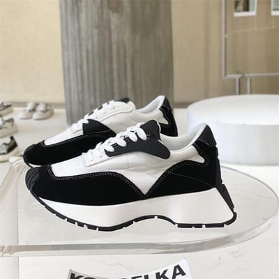 Net Rood Stijl Niche Zwarte Papa Schoenen Dames Zomer Nieuwe Dikke Zool Leren Bos Schoenen Casual Sport Schoenen 35 zwart