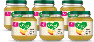 Olvarit Fruithapje 4+ Maanden - Appel Mango Banaan - 6 x 125g
