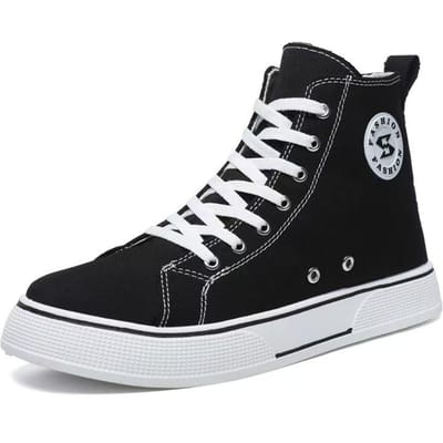 Hoge Canvas Schoenen voor Jonge Koreaanse Nieuwe Stijl Student Trendy Schoenen Harajuku Stijl Comfortabele en Veelzijdige Casual Herenschoenen 45 gray