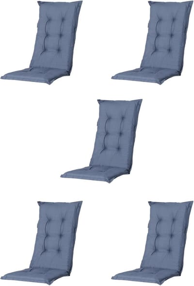 Madison - Tuinkussen - Universeel - Hoge Rug - 6 st. - Basic Cobalt - 120x46cm - Blauw - Tuinstoelkussens - Standaardstoel
