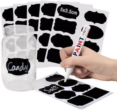 LOUZIR 36 x Krijtbord sticker | Krijt sticker | Krijtsticker | Keukenlabel | Schoolbord label | Schoolbord sticker | Krijtbordsticker | Keuken etiketten |